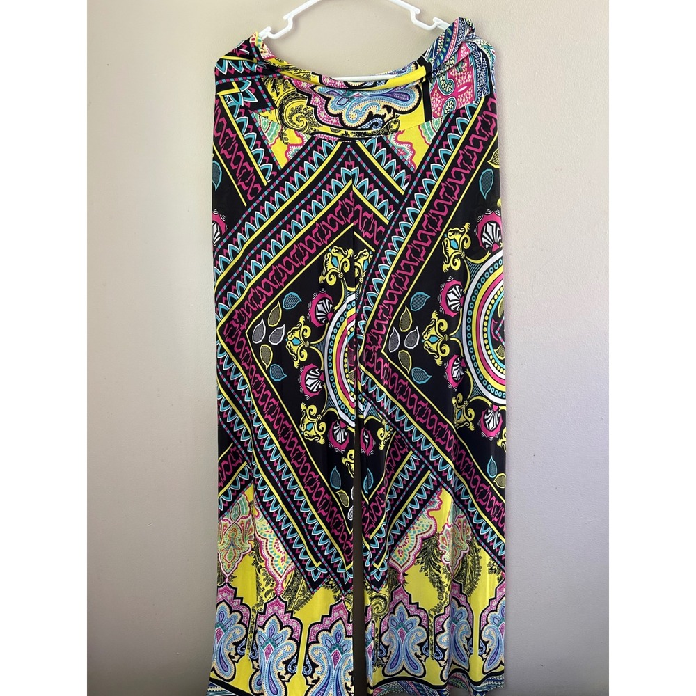 Uptown USA Palazzo Pants Wide‎ Leg Colorful Paisley Print Women's Large